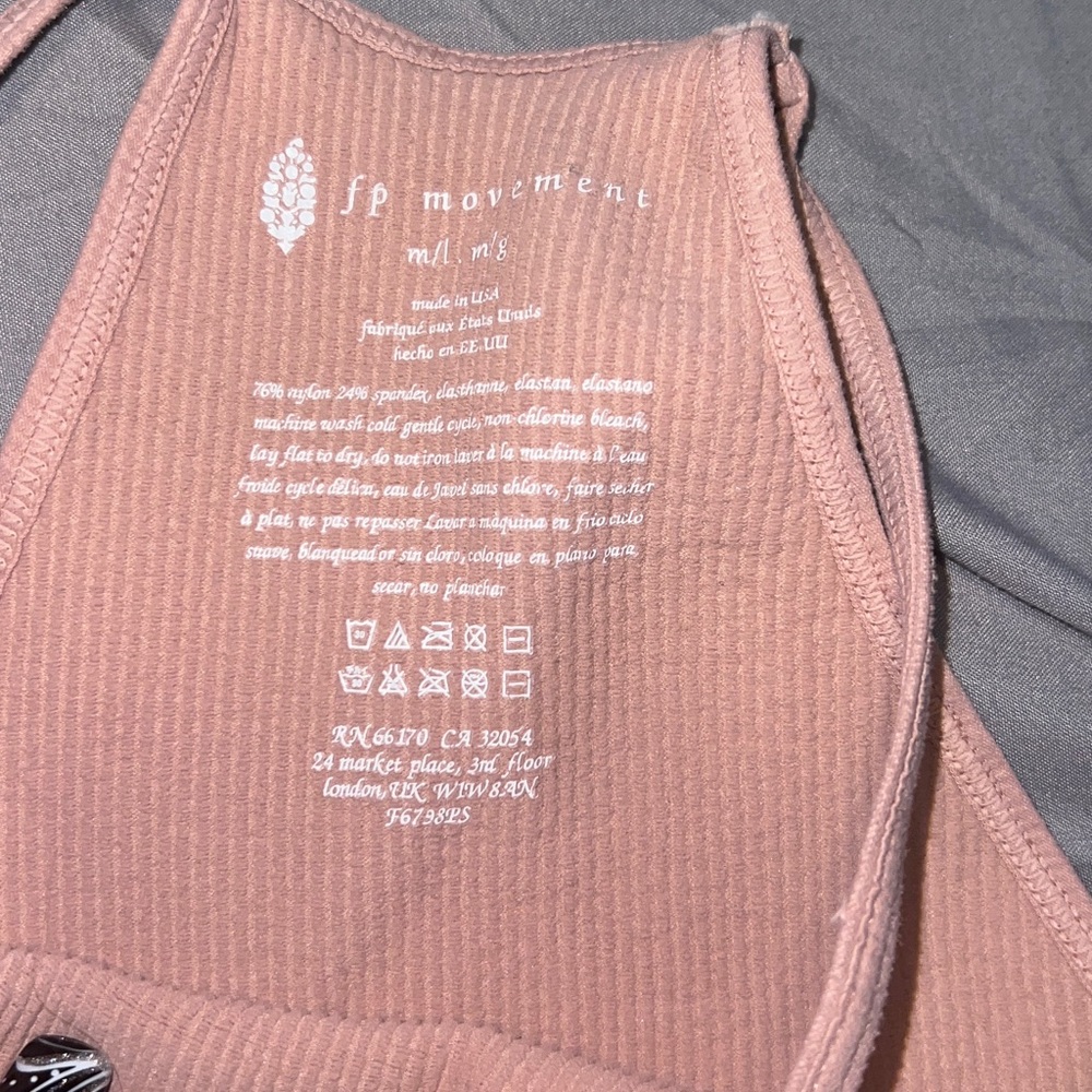 Free People Soft Pink Ribbed Stretch Racerback Cropped Workout Tank Top - Picture 7 of 8